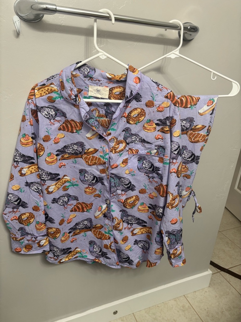 Printfresh Lavender Pigeon & Pastry Cotton Pajama Top